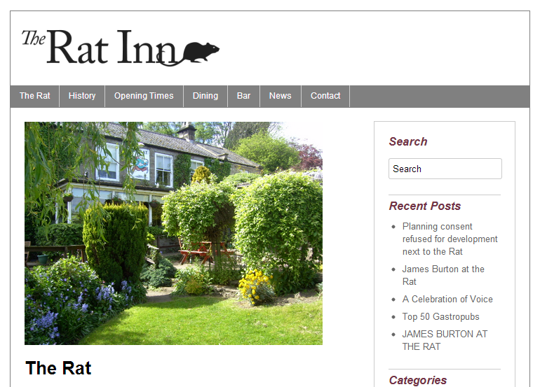 Restaurant and Pub capture of website design