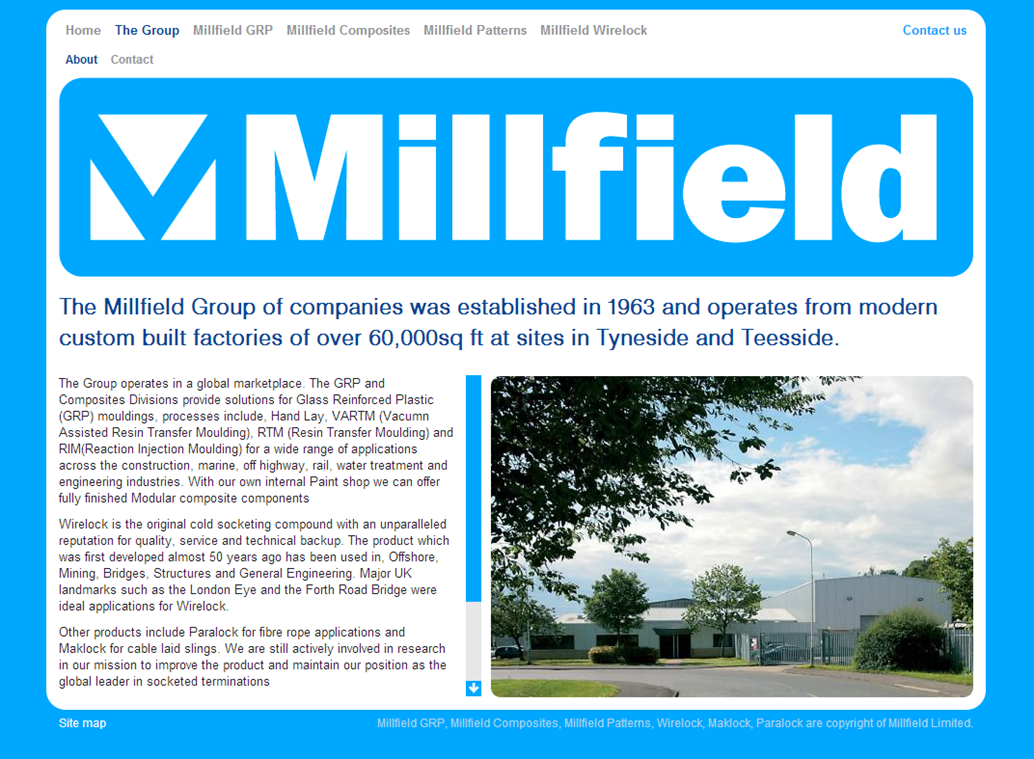 Industrial website design screen capture
