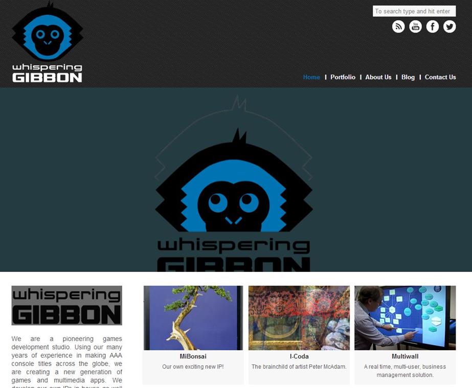 Game company website design screen-grab