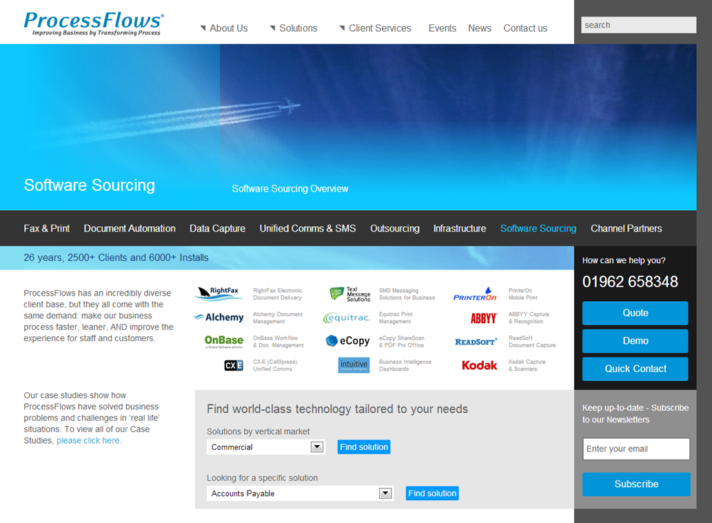 Business website screen capture