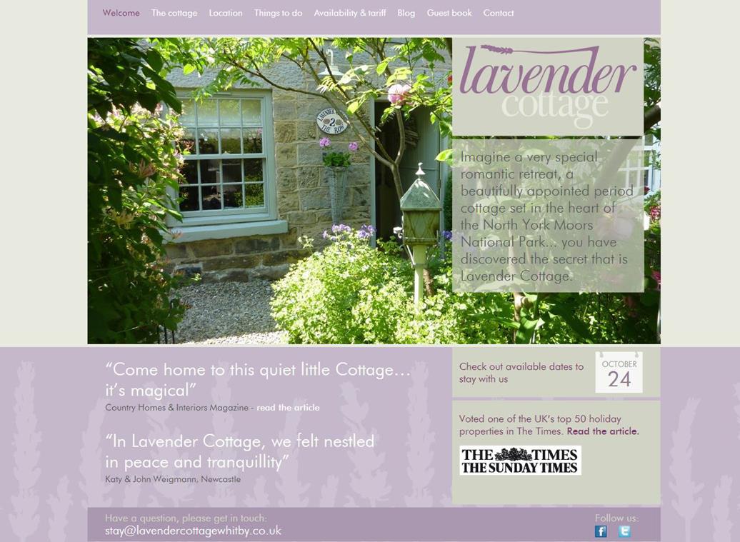 Lavender Cottage homepage website design capture