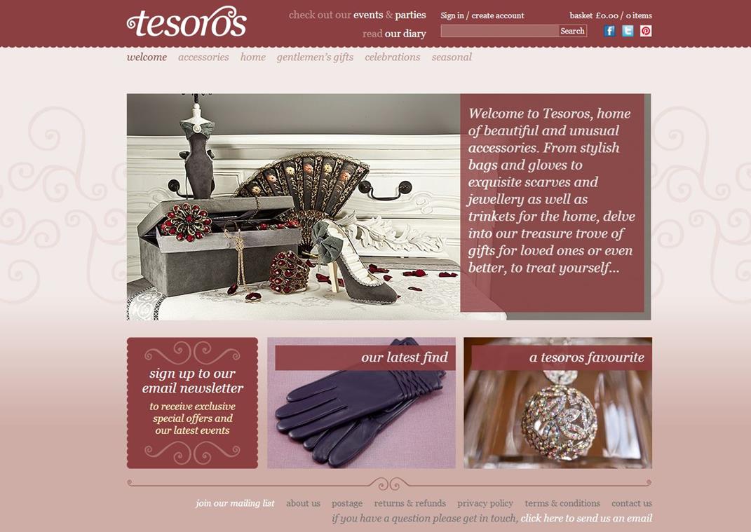 Tesoros Gifts Website Design capture