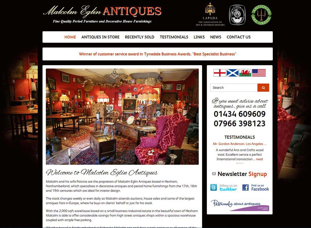 antiques website design image capture