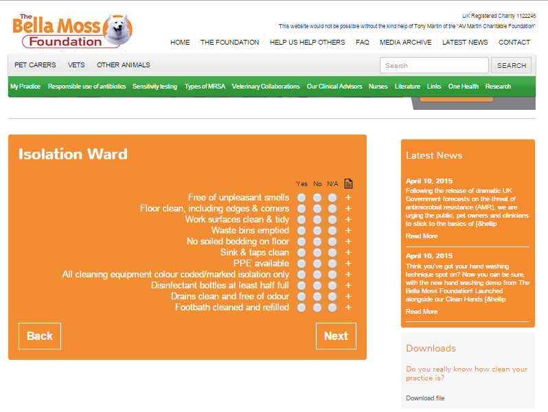 Online checklist tool website screen capture